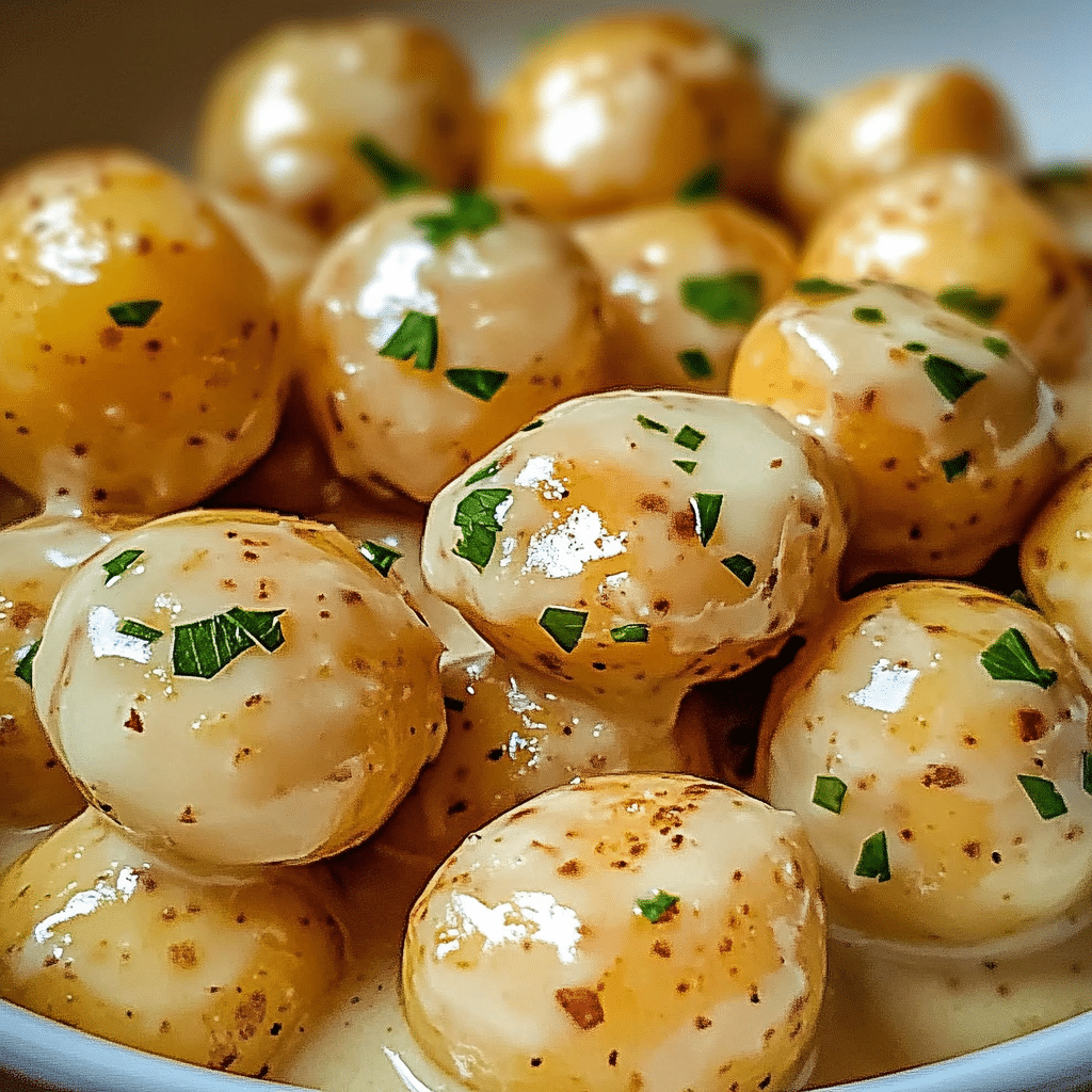Creamy Garlic Baby Potatoes