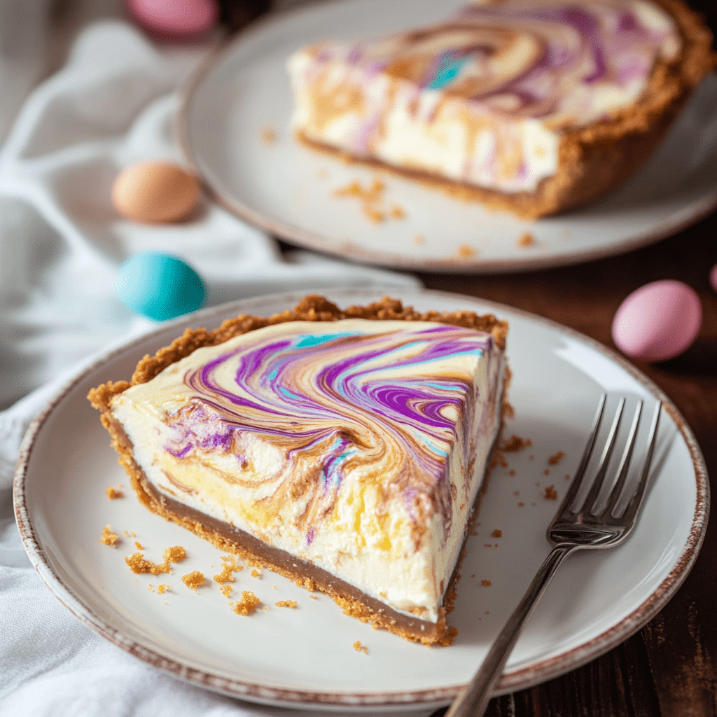 Easter Swirl Cheesecake Pie
