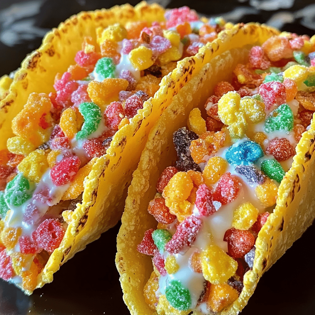 Fruity Pebbles Cheesecake Tacos