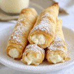 Italian Cream Stuffed Cannoncini (Puff Pastry Horns)