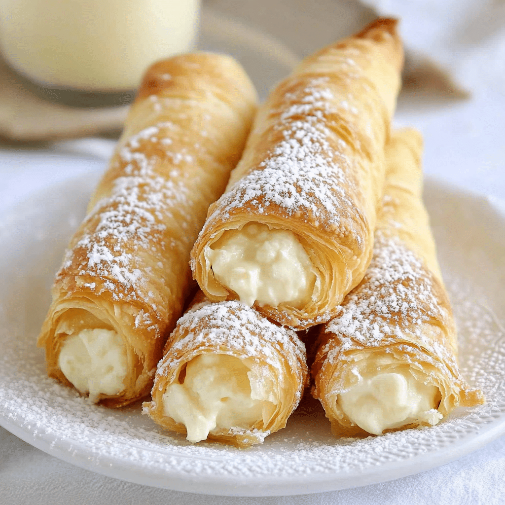 Italian Cream Stuffed Cannoncini (Puff Pastry Horns)