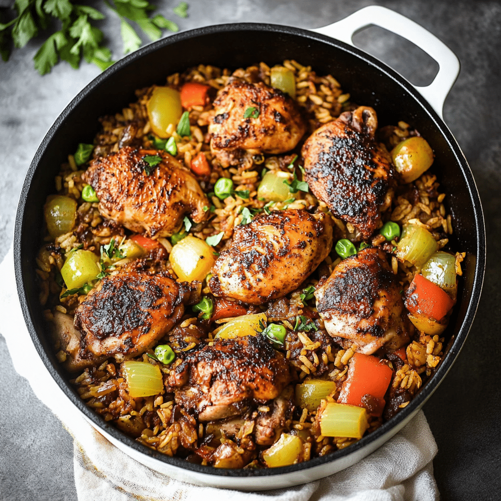 One Pot Caribbean Jerk Chicken & Rice