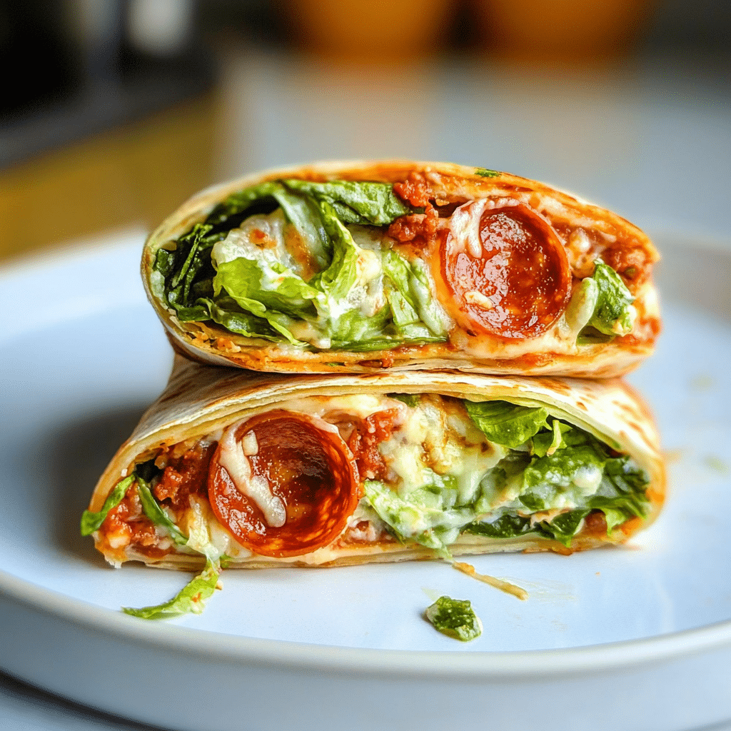 Pepperoni Pizza Caesar Wraps