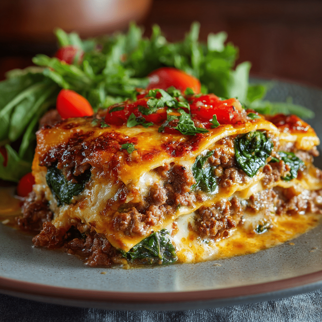 4 Cheese Beef Lasagna with Spinach