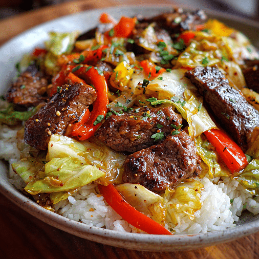 Black Pepper Beef & Cabbage Stir Fry