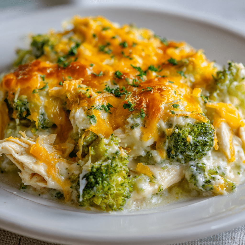 Broccoli Chicken Divan Casserole with Cheddar Cheese