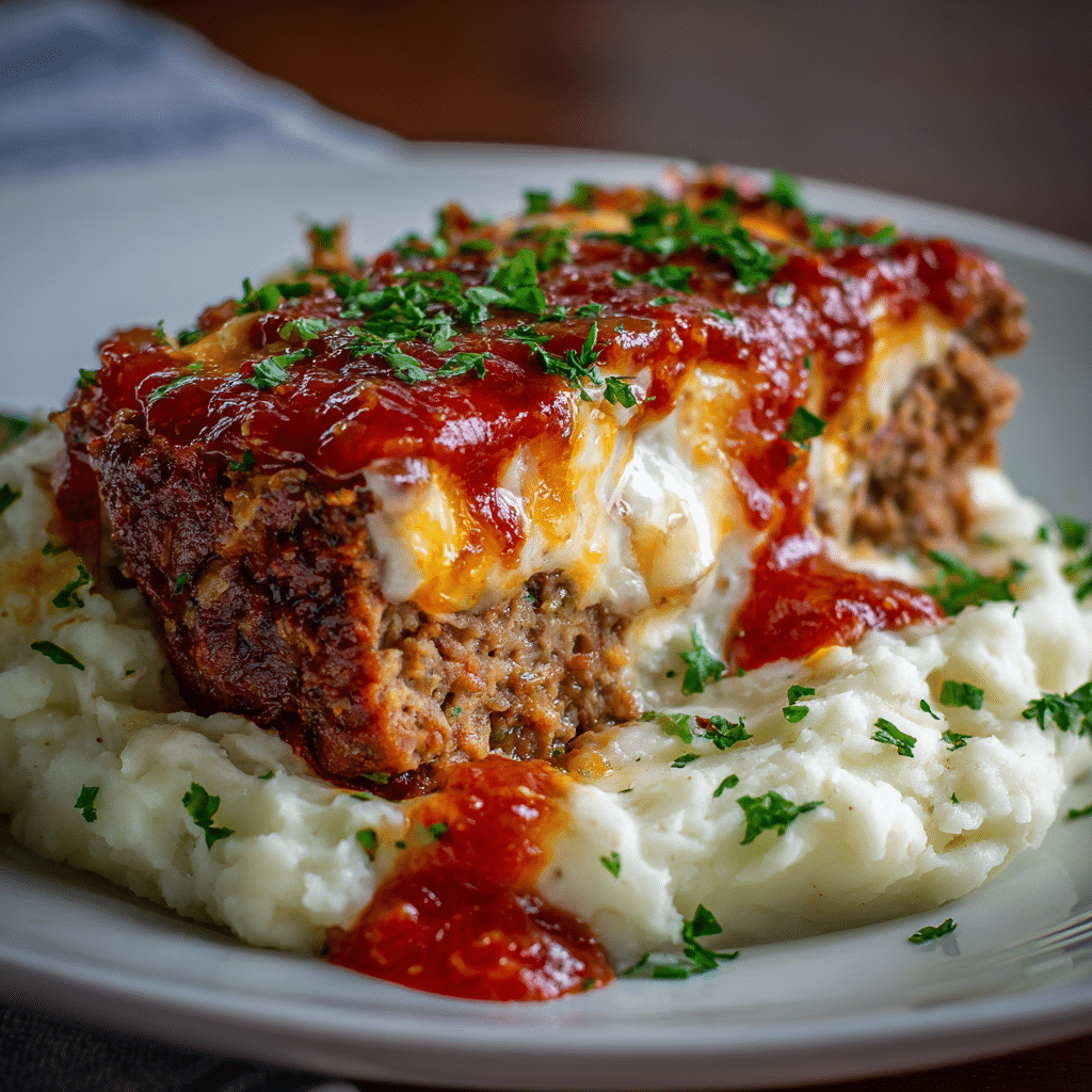 Cheesy Meatloaf with Mashed Potatoes