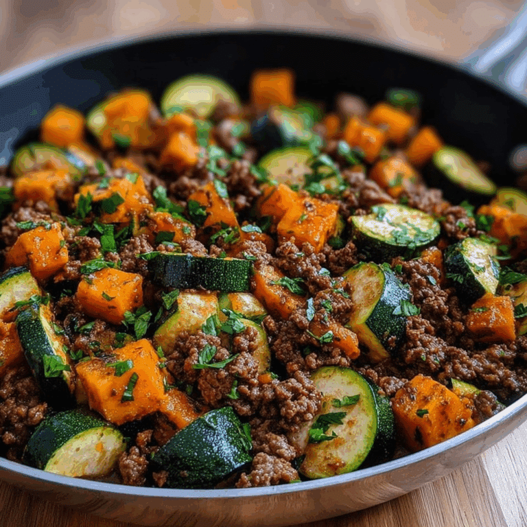 Ground Beef Zucchini Sweet Potato Skillet