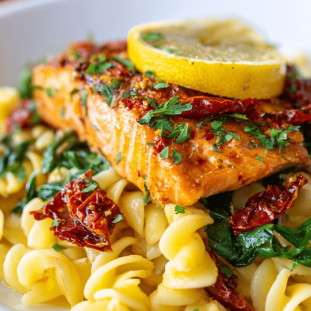 Salmon Pasta with Sun-Dried Tomatoes & Lemon