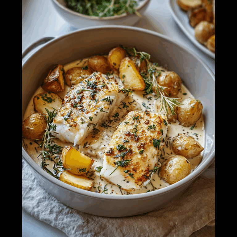 Creamy Cod & Potatoes with Rosemary Sauce