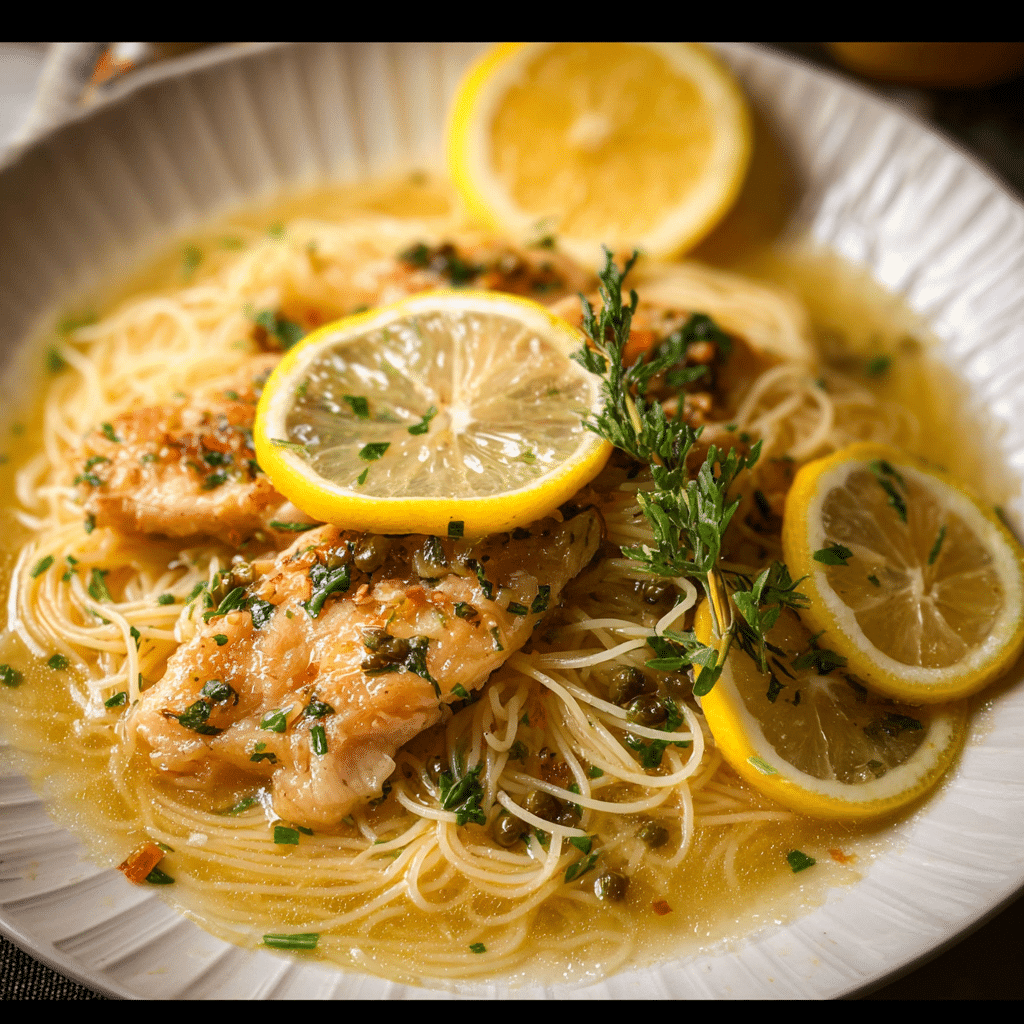Lemon Chicken Soup with Angel Hair Pasta