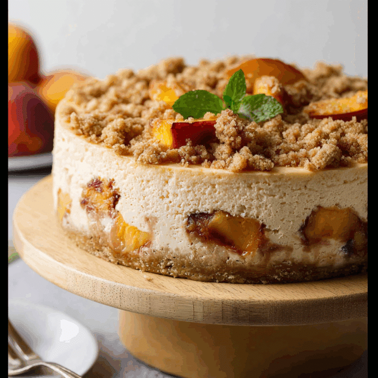 Peach Cobbler Cheesecake with Streusel