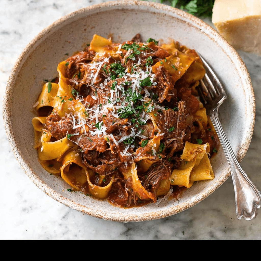 Slow Cooked Beef Ragu with Homemade Pasta