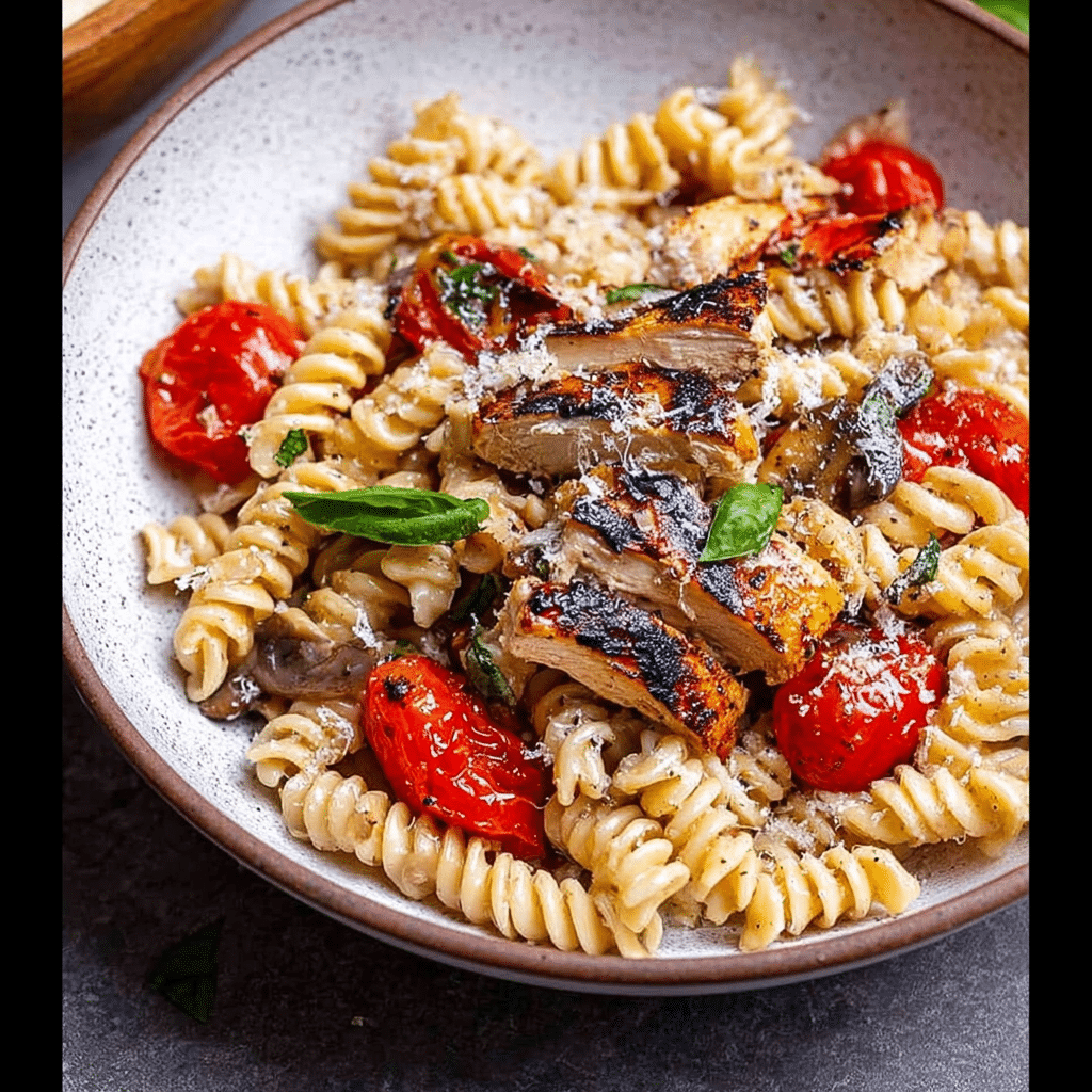 Tomato Basil Pasta with Grilled Chicken