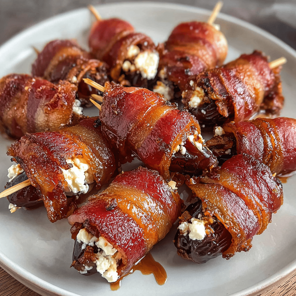 Bacon Wrapped Dates with Goat Cheese