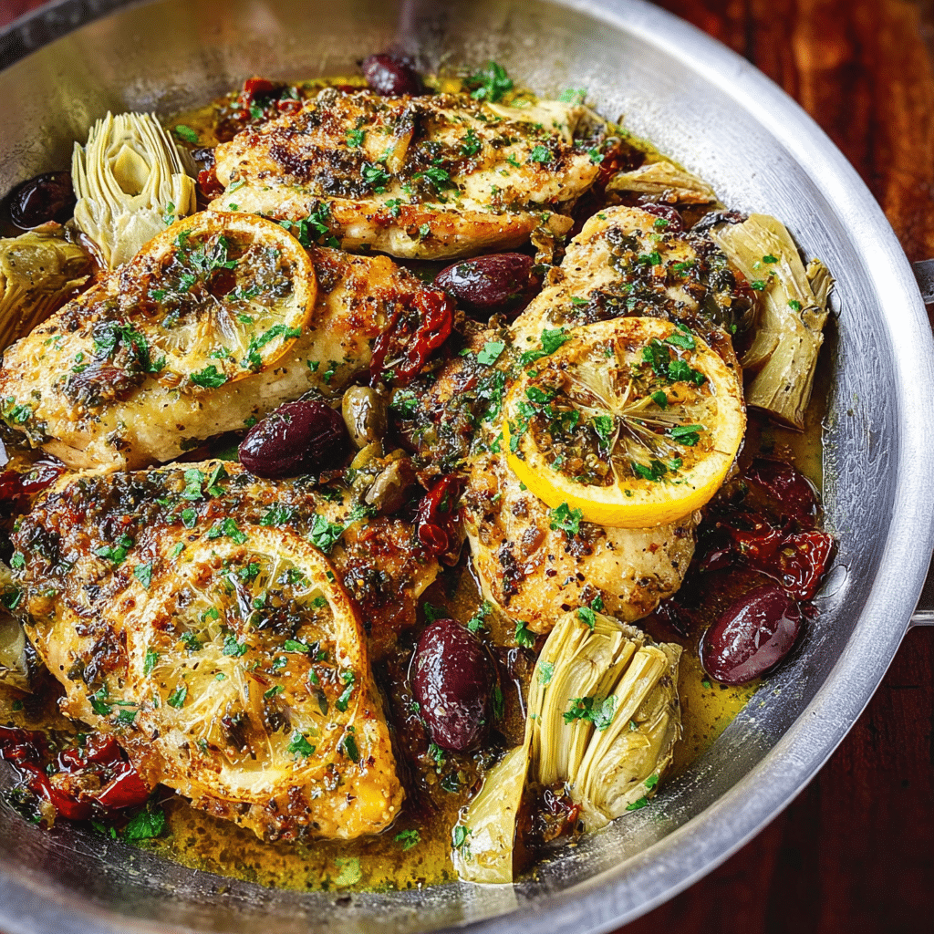 Mediterranean Lemon Chicken with Artichokes & Olives