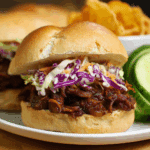 Pulled BBQ Aubergine & Black Bean Burgers