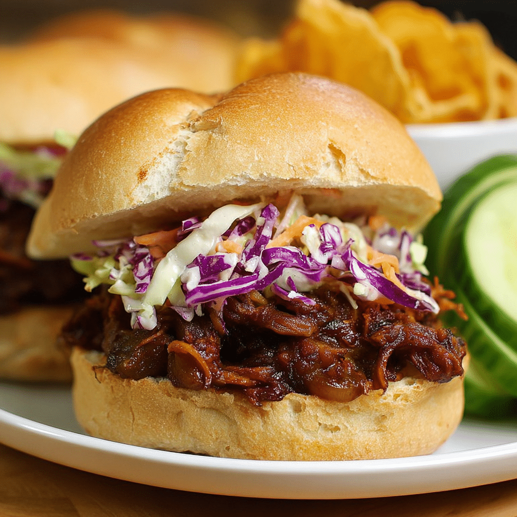 Pulled BBQ Aubergine & Black Bean Burgers