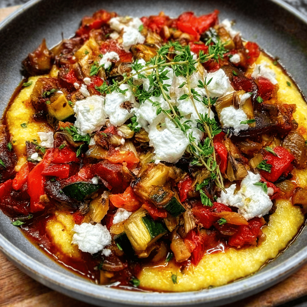 Goat Cheese Polenta with Roasted Ratatouille