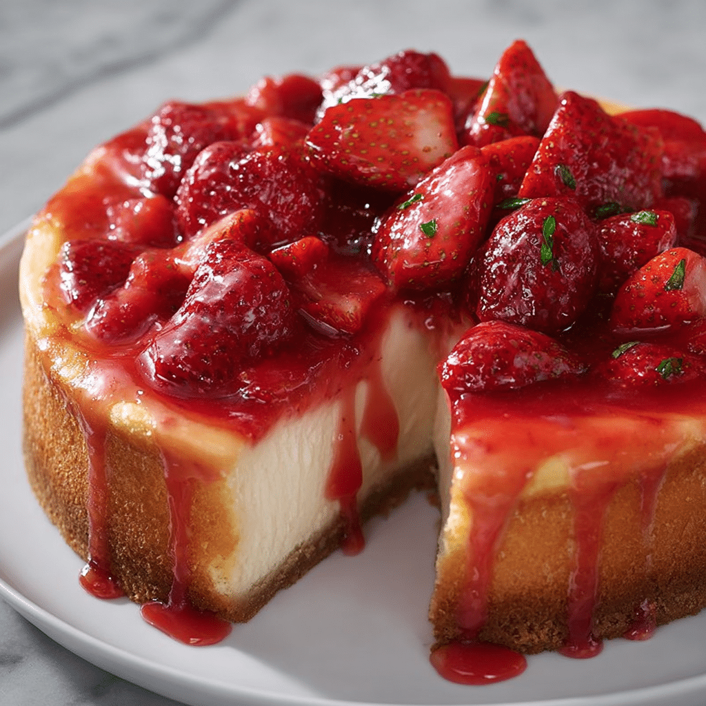 Next Level Baked Strawberry Cheesecake