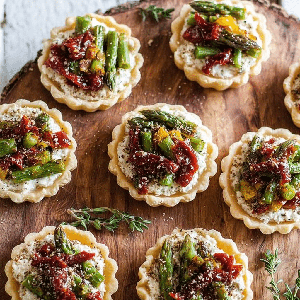 Roasted Red Pepper Asparagus Mini Tarts
