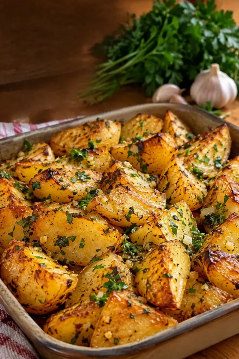 Cartofi la cuptor cu usturoi și verdeață