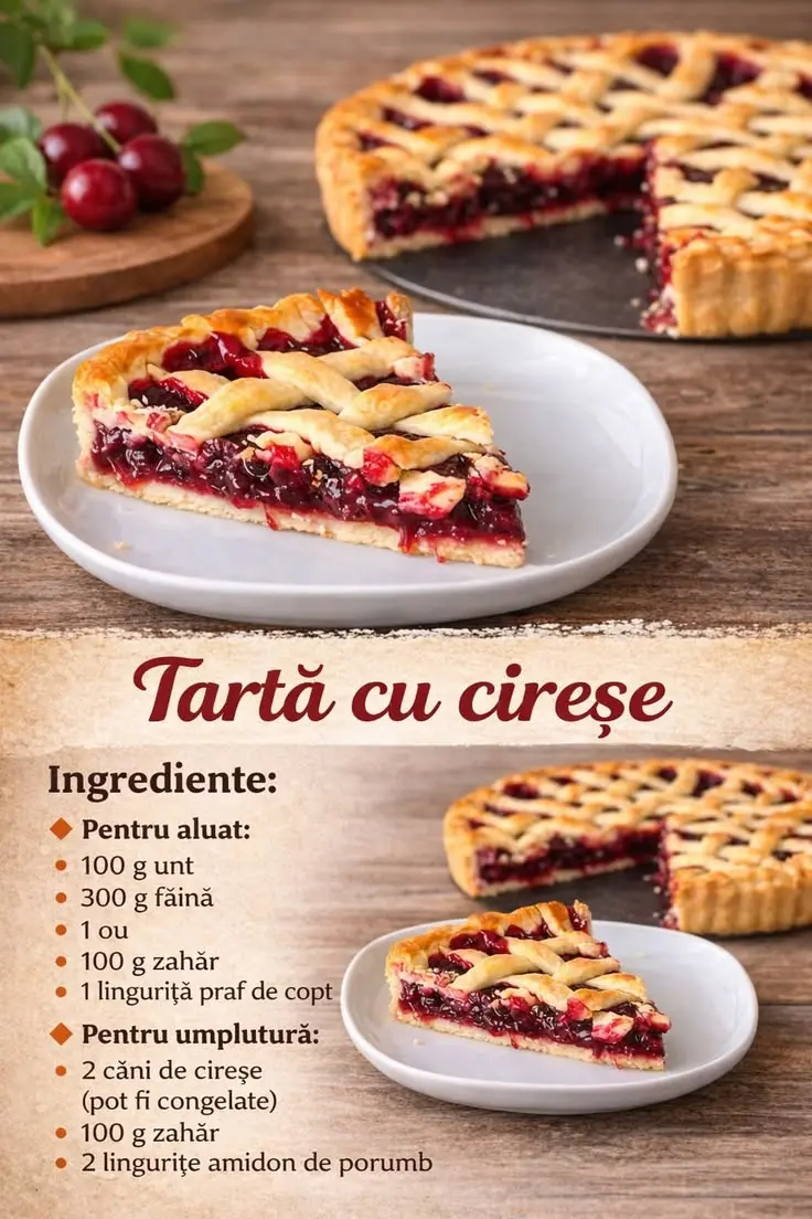 rețetă simplă tartă cu cireșe