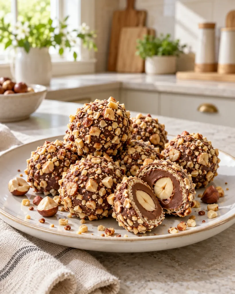 Bomboane de ciocolată cu alune inspirate de Ferrero Rocher