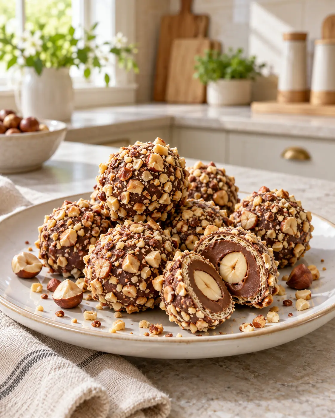 Bomboane de ciocolată cu alune inspirate de Ferrero Rocher