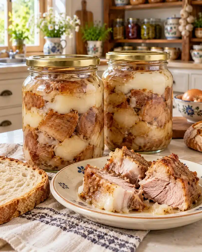 Carne de porc conservată la borcan, ca la țară