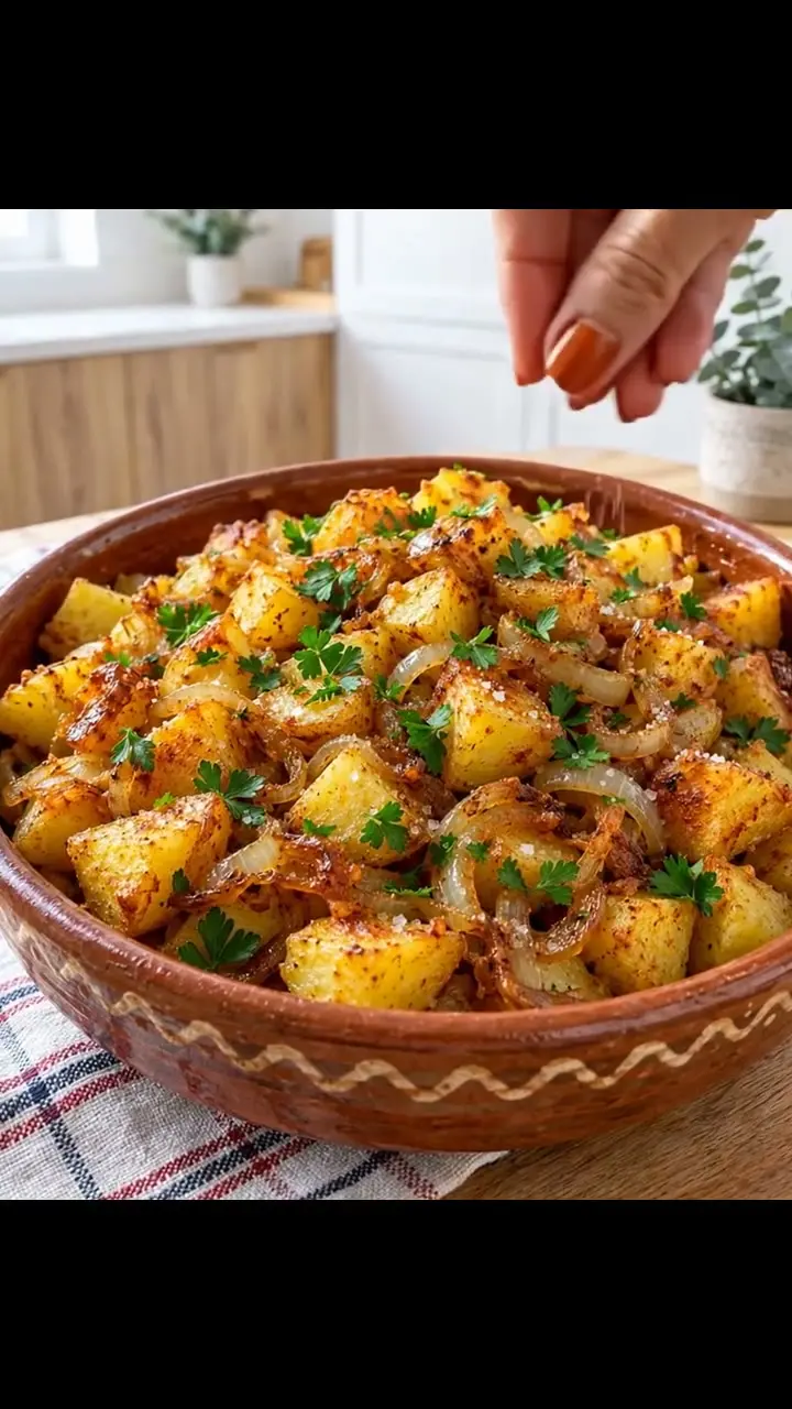 Cartofi țărănești la cuptor cu ceapă caramelizată 2 rețetă cartofi țărănești la cuptor