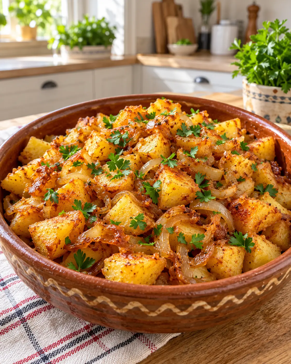 Cartofi țărănești la cuptor cu ceapă caramelizată 1 rețetă cartofi țărănești la cuptor