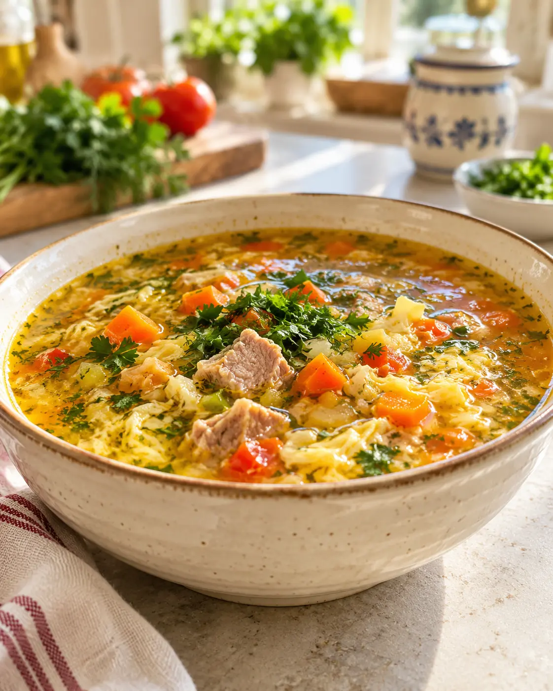 Ciorbă de porc cu zdrențe de ou 1 rețetă ciorbă porc zdrențe ou