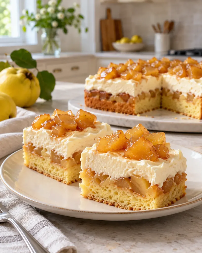 Prăjitură cu gutui și cremă de mascarpone