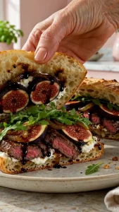 Sandwich cu friptură și smochine