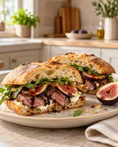 Sandwich cu friptură și smochine