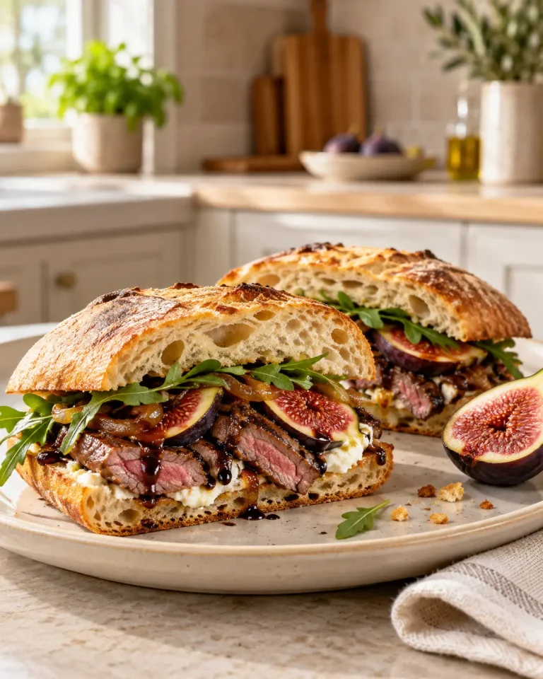 Sandwich cu friptură și smochine